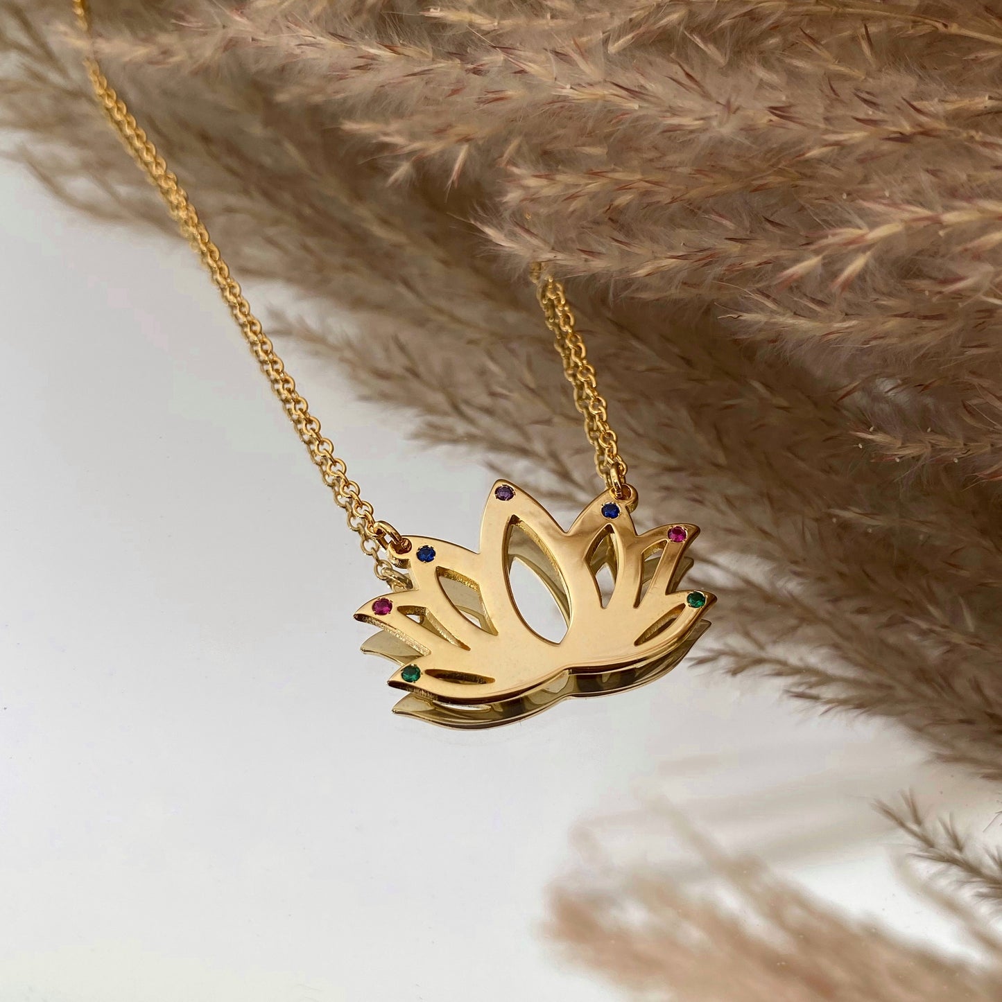 The Jewel Lotus - Gold plated necklace