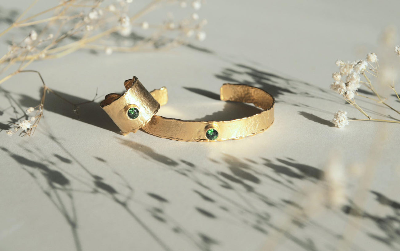 The Greek Emerald - Gold plated bracelet