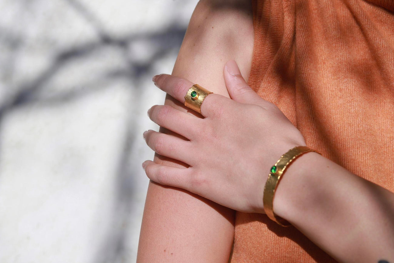 The Greek Emerald - Gold plated bracelet