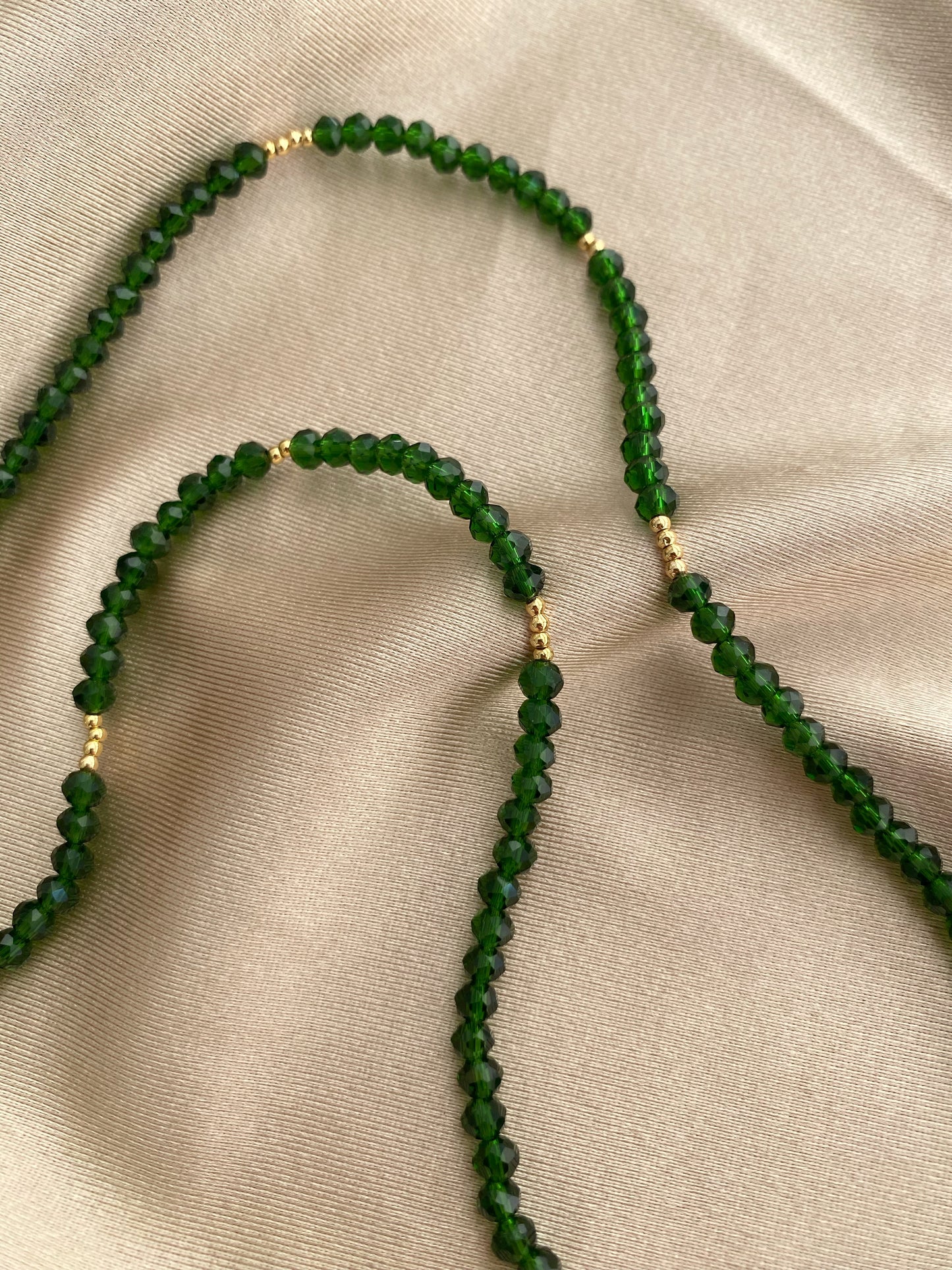 The Sunlit Emerald - Crystals gold plated necklace