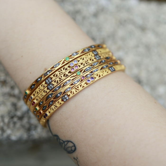 The Vintage Etch - Gold plated bangle