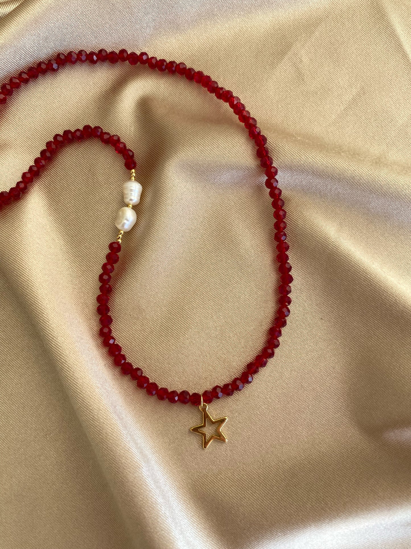 The Scarlet Star - Crystals gold plated necklace