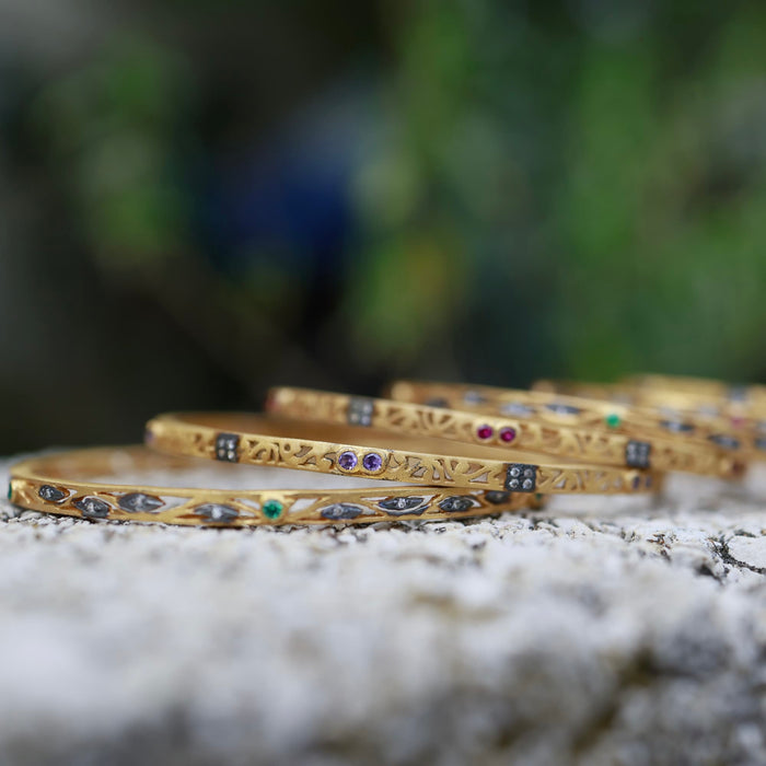 The Vintage Etch - Gold plated bangle