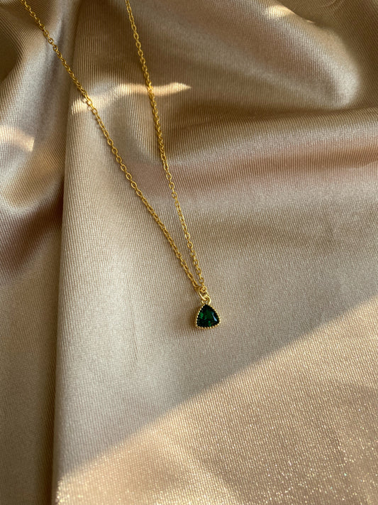 The Petite Emerald - Gold plated necklace