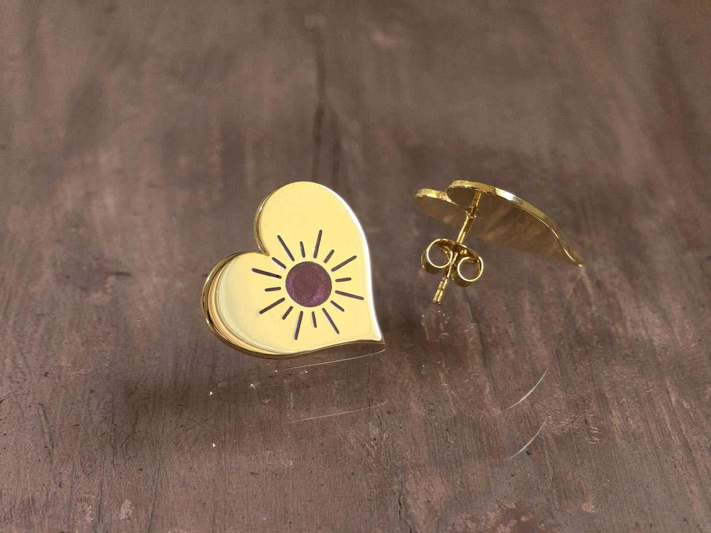 The Solar Heart - Gold plated earrings