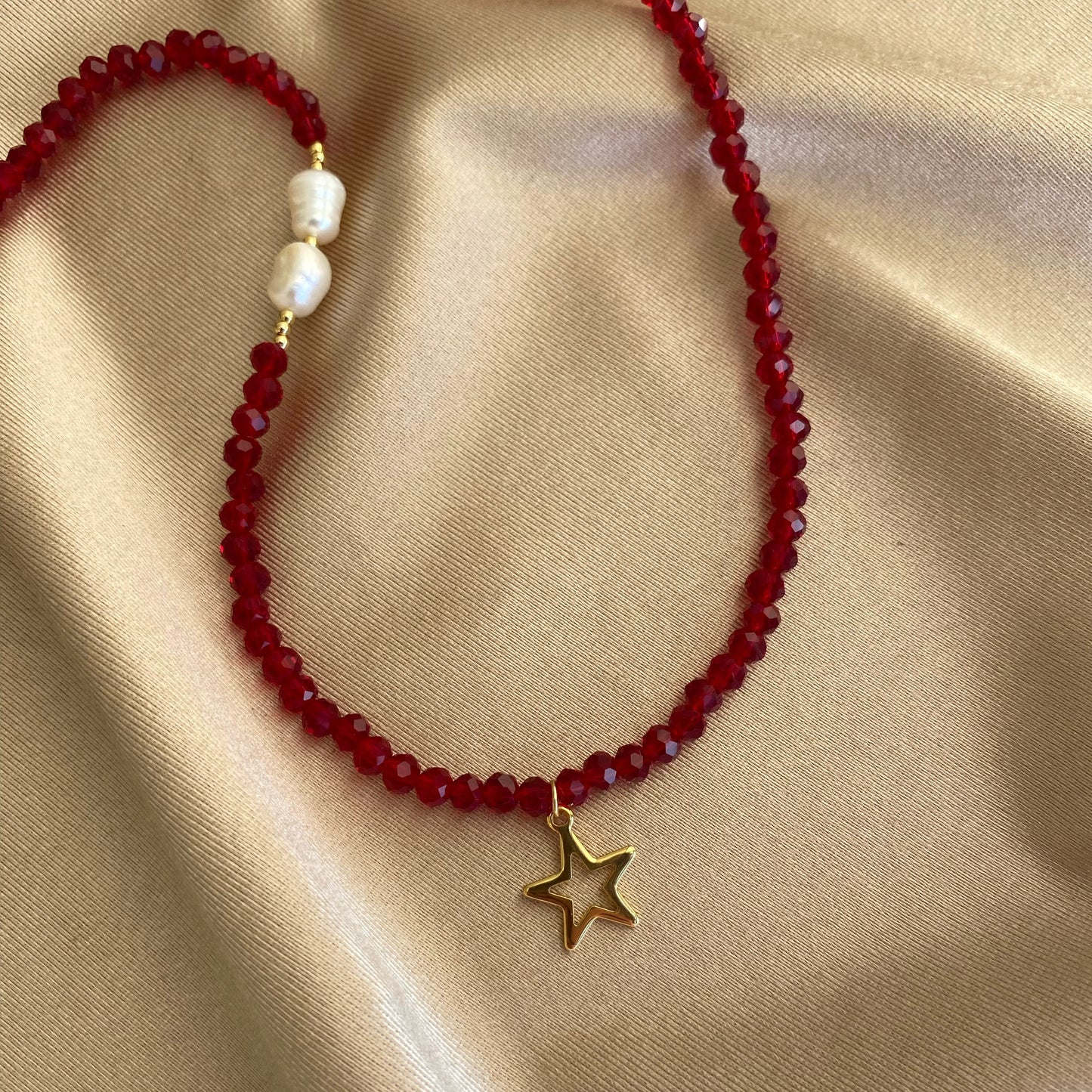 The Scarlet Star - Crystals gold plated necklace