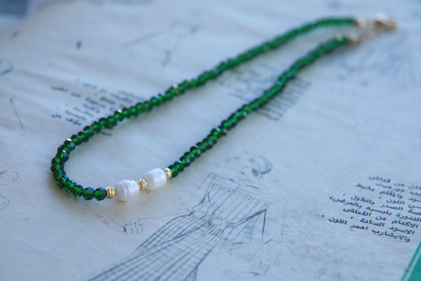 The Emerald Aura - Gold plated & crystals necklace