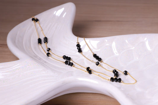 The Black Allure - Double gold plated necklace