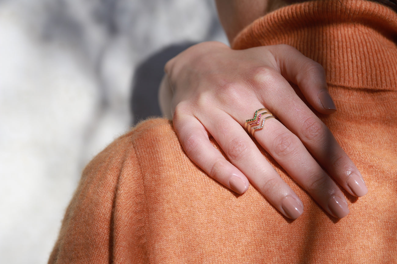 The Colorful V - Gold plated ring