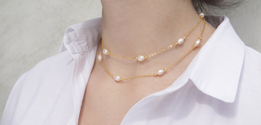 The Creamy Jewel - Gold plated chain necklace