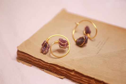 The Enchanting Amethyst - Gold plated earrings