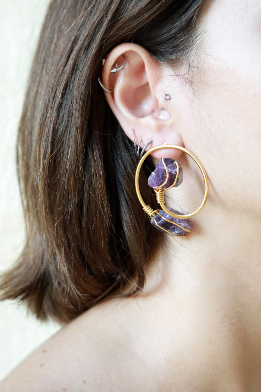 The Enchanting Amethyst - Gold plated earrings