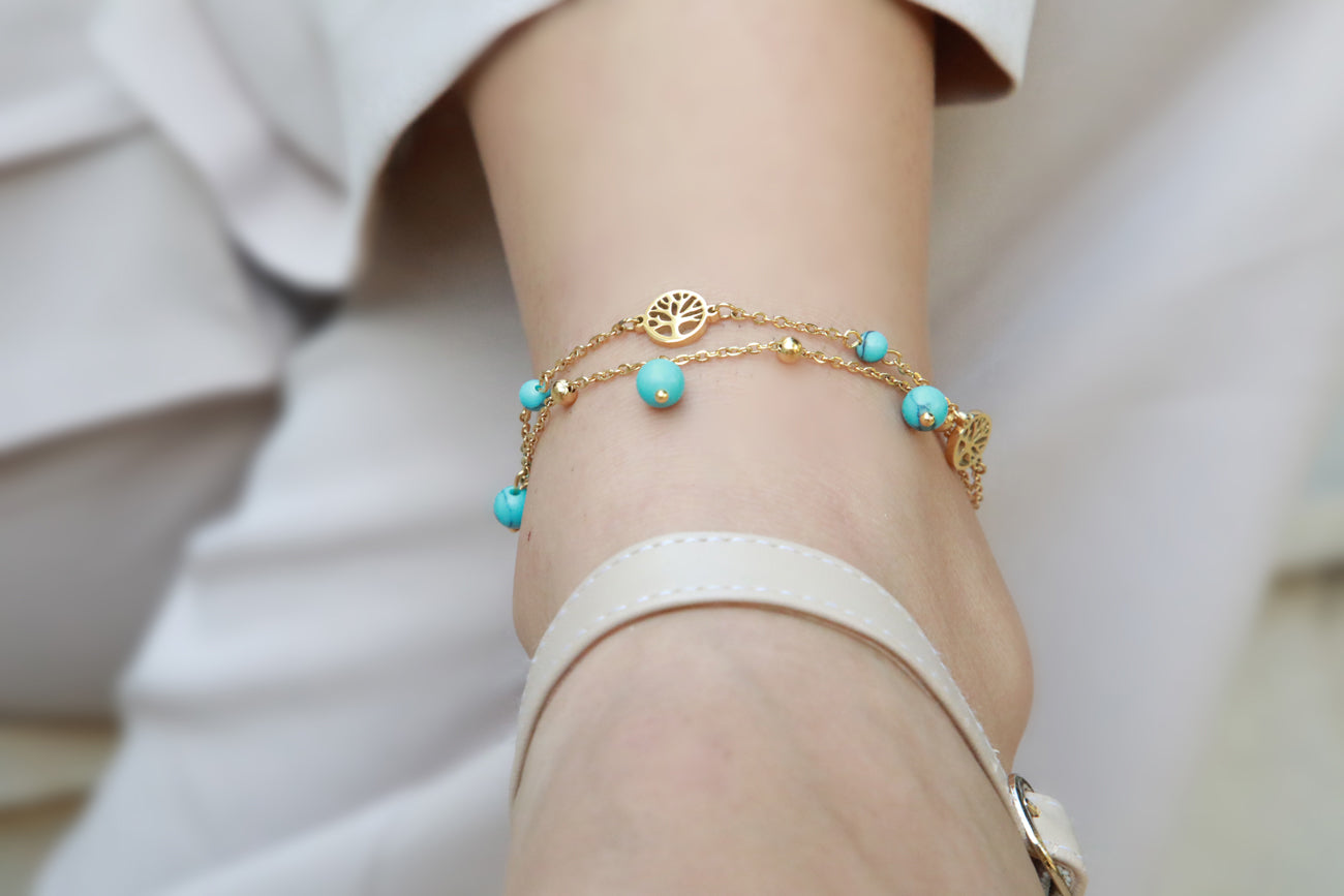 The Eternal Roots - Double gold plated anklet