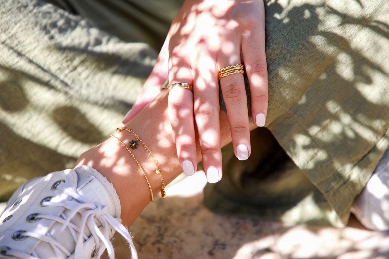 The Floral Serenade - Double gold plated anklet