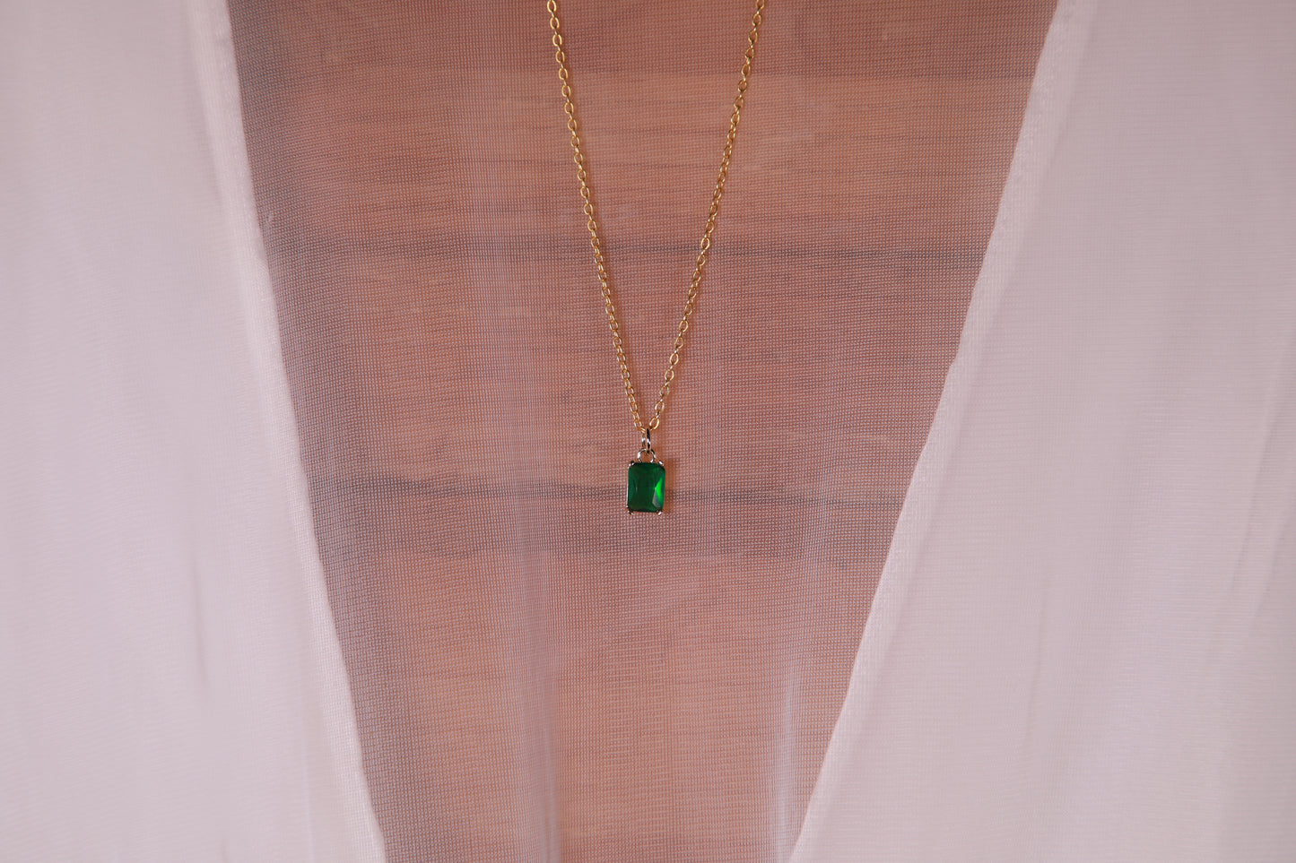 The Mystic Green-fire - Gold plated necklace