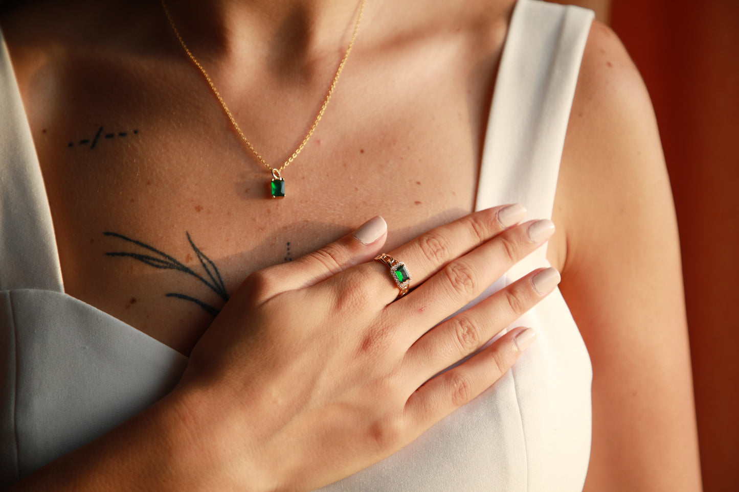 The Mystic Green-fire - Gold plated necklace