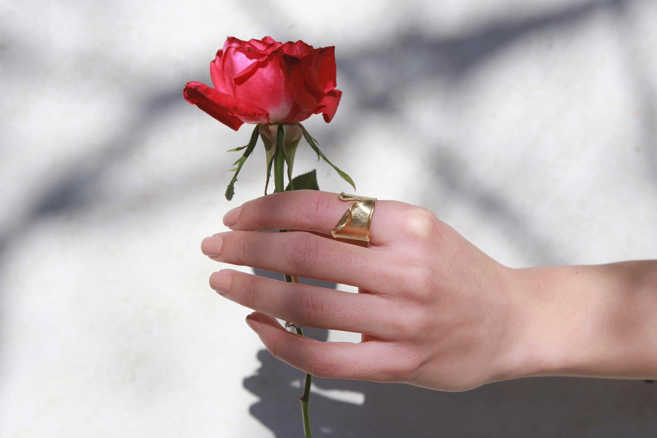 The Torn Leaf - Gold plated ring