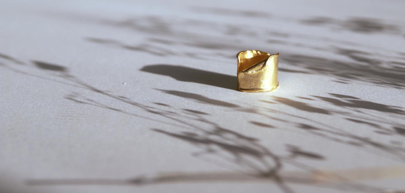 The Torn Leaf - Gold plated ring