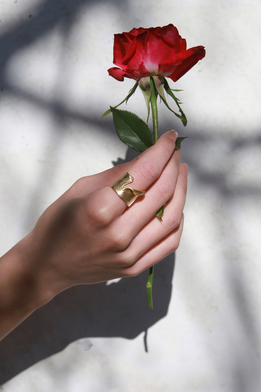 The Torn Leaf - Gold plated ring