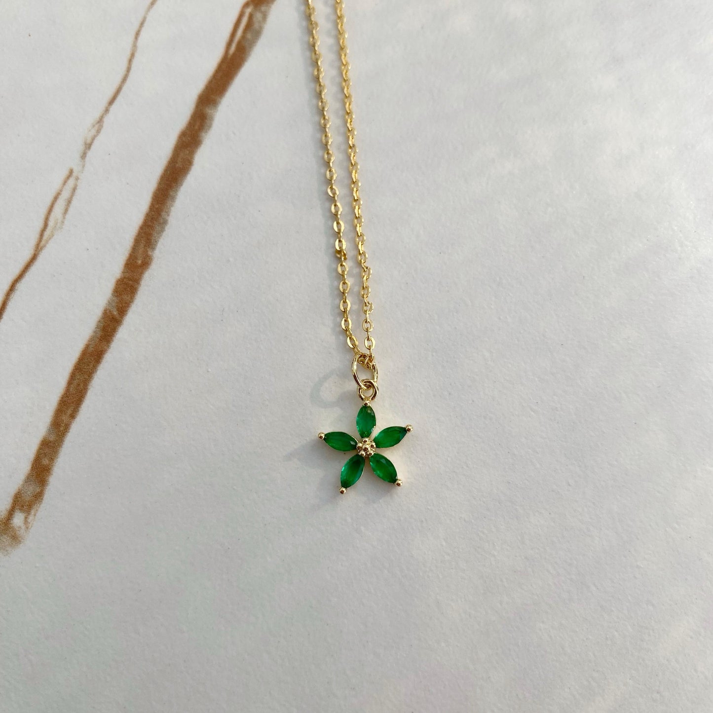 The Emerald Bloom - Gold plated necklace